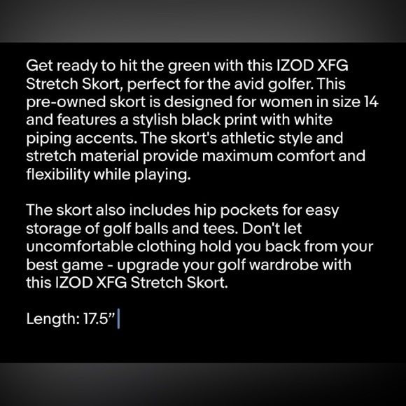 IZOD XFG Stretch Skort Women’s Size 14 Black Print - Picture 7 of 7